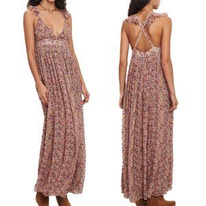 Ba&sh Madison Beige Floral Print Maxi Dress